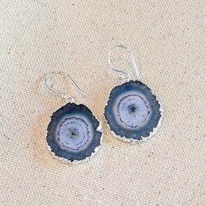 Blue druzy ring earrings